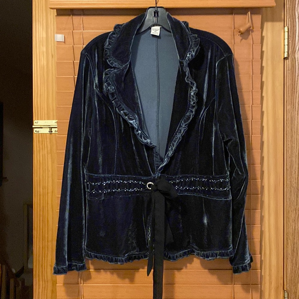 AZ WELL Velvet Beaded Tie Close Cardigan